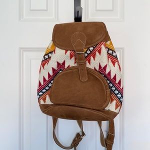 Anthropologie leather and textile backpack